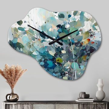Green Leaf Foliage III - Asymmetric Metal Wall Clock